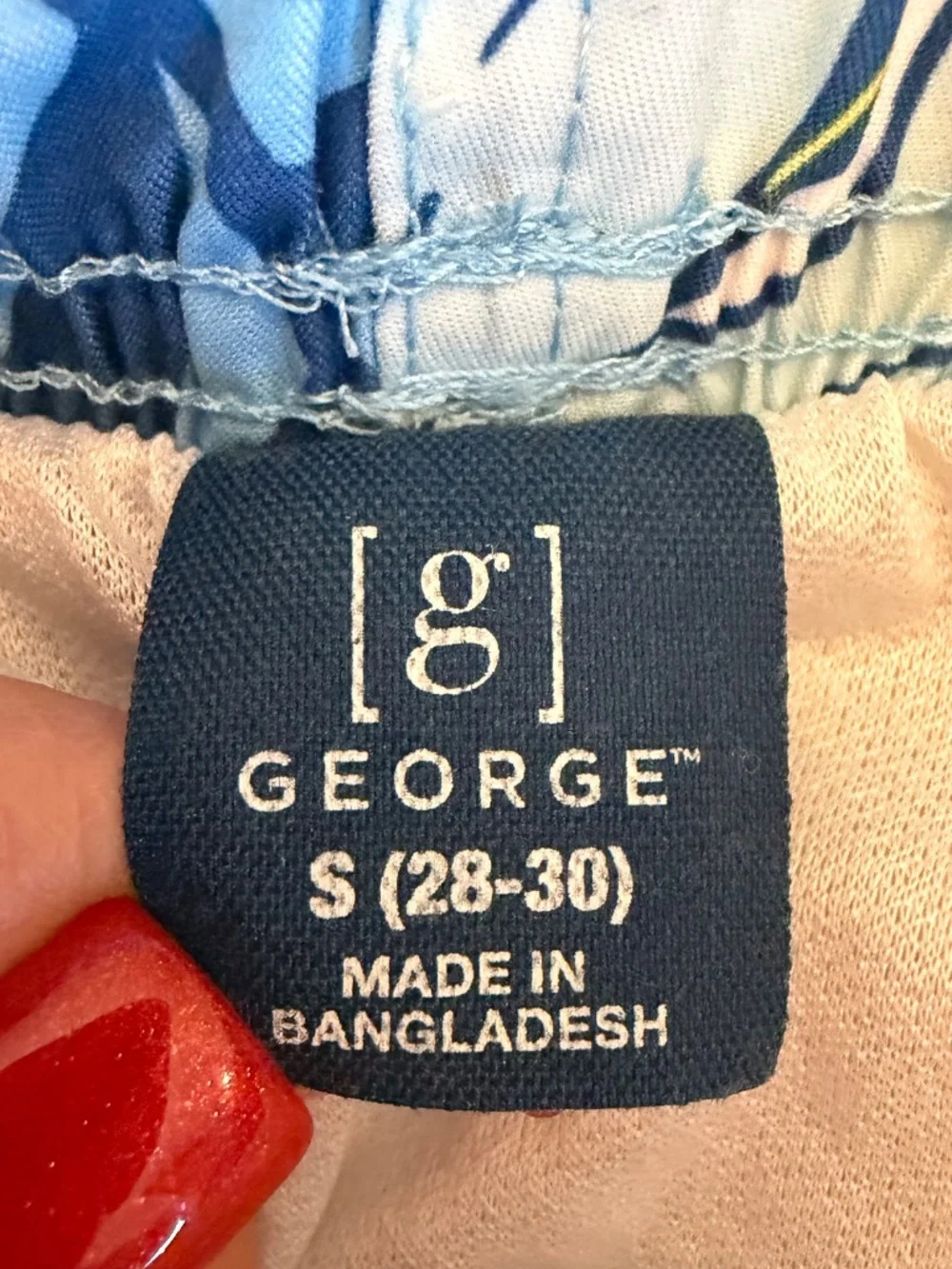 George Men's Short Swim Trunks, Tropical Floral Blue Pink, Size 30